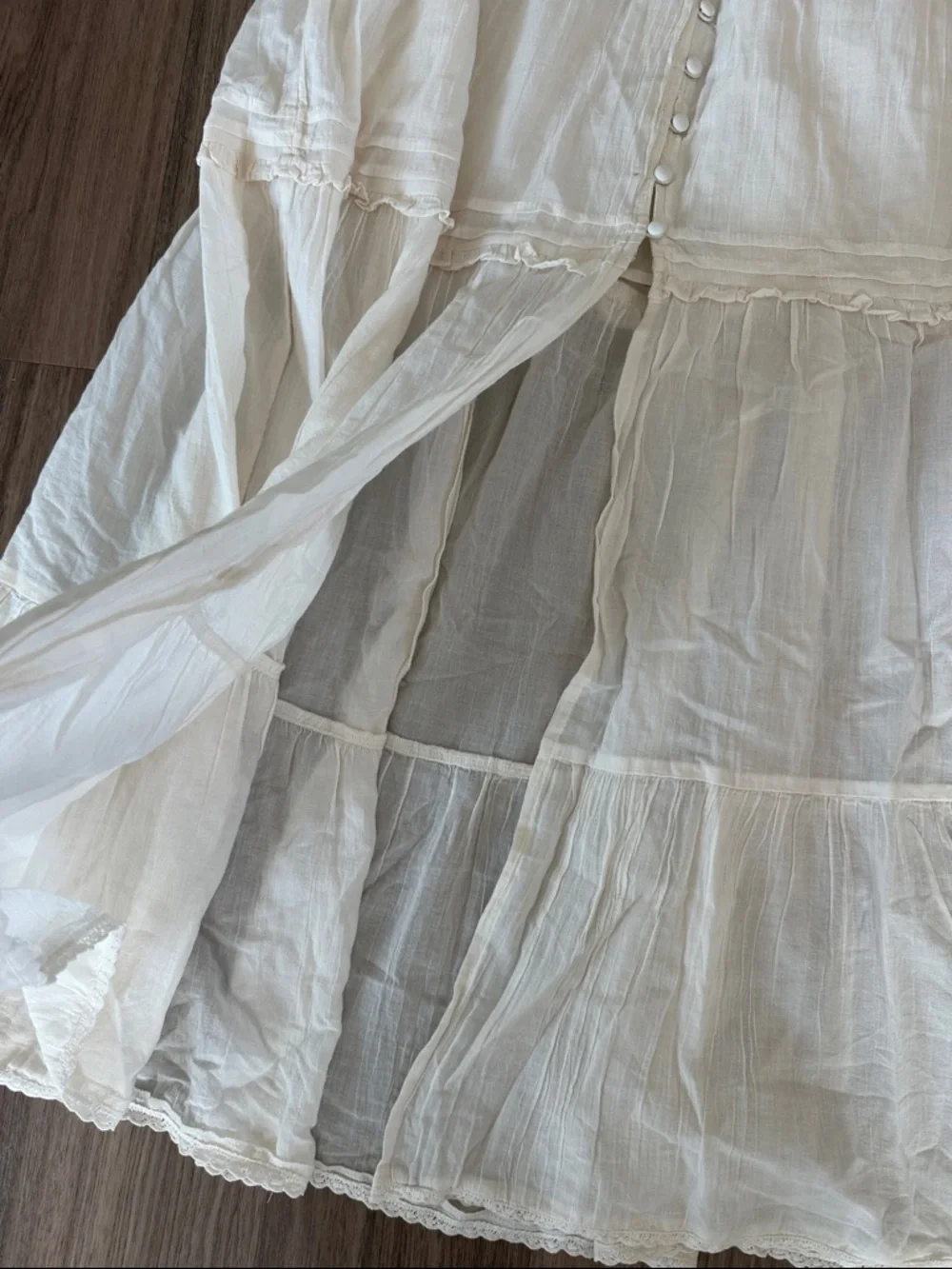 Aerie Bohemian White Tiered Cotton Skirt - Picture 3 of 9